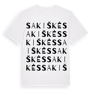 Sakiškės ordlek t-shirt – ekologisk bomull t-shirt från Pinshirt