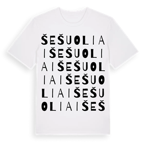 Šešuoliai ordlek t-shirt – ekologisk bomull t-shirt från Pinshirt