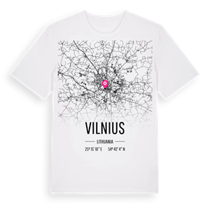 Vilnius karta t-shirt – ekologisk bomull t-shirt från Pinshirt