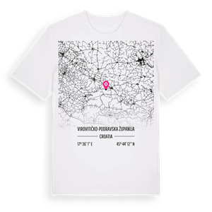 Virovitičko-podravska županija karta t-shirt – ekologisk bomull t-shirt från Pinshirt