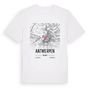 Antwerpen karta t-shirt – ekologisk bomull t-shirt från Pinshirt