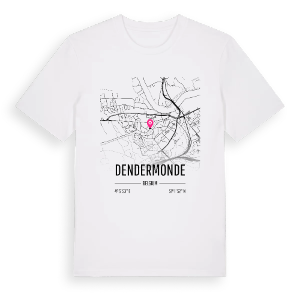 Dendermonde karta t-shirt – ekologisk bomull t-shirt från Pinshirt