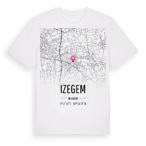 Izegem karta t-shirt – ekologisk bomull t-shirt från Pinshirt