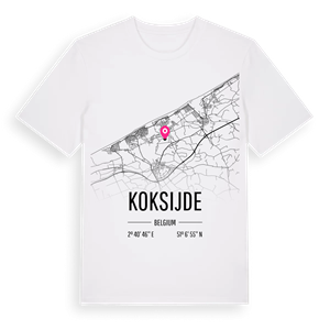 Koksijde karta t-shirt – ekologisk bomull t-shirt från Pinshirt