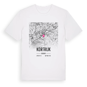 Kortrijk karta t-shirt – ekologisk bomull t-shirt från Pinshirt