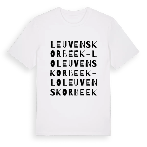 Leuvens Korbeek-Lo ordlek t-shirt – ekologisk bomull t-shirt från Pinshirt