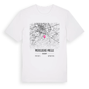 Merelbeke-Melle karta t-shirt – ekologisk bomull t-shirt från Pinshirt