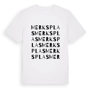 Merksplas ordlek t-shirt – ekologisk bomull t-shirt från Pinshirt