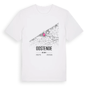 Oostende karta t-shirt – ekologisk bomull t-shirt från Pinshirt