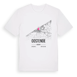 Oostende karta t-shirt – ekologisk bomull t-shirt från Pinshirt