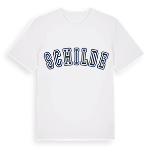 Schilde college t-shirt – ekologisk bomull t-shirt från Pinshirt