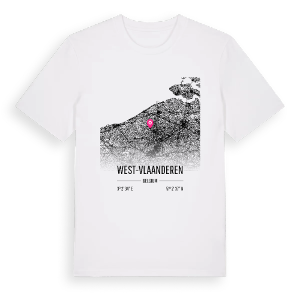 West-Vlaanderen karta t-shirt – ekologisk bomull t-shirt från Pinshirt