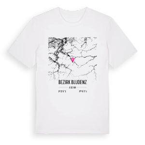 Bezirk Bludenz karta t-shirt – ekologisk bomull t-shirt från Pinshirt