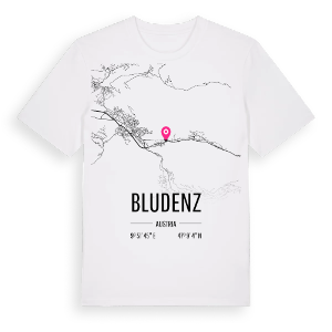 Bludenz karta t-shirt – ekologisk bomull t-shirt från Pinshirt
