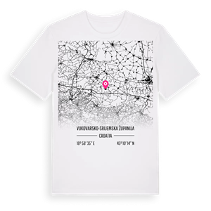 Vukovarsko-srijemska županija karta t-shirt – ekologisk bomull t-shirt från Pinshirt