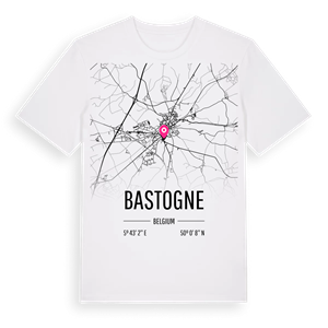 Bastogne karta t-shirt – ekologisk bomull t-shirt från Pinshirt