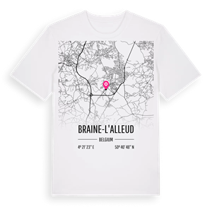 Braine-l'Alleud karta t-shirt – ekologisk bomull t-shirt från Pinshirt