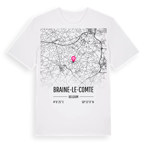 Braine-le-Comte karta t-shirt – ekologisk bomull t-shirt från Pinshirt