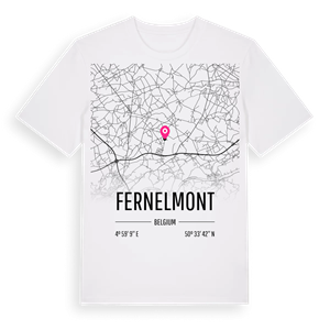 Fernelmont karta t-shirt – ekologisk bomull t-shirt från Pinshirt