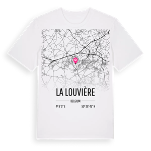 La Louvière karta t-shirt – ekologisk bomull t-shirt från Pinshirt