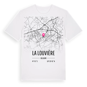 La Louvière karta t-shirt – ekologisk bomull t-shirt från Pinshirt