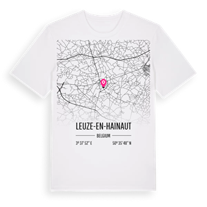 Leuze-en-Hainaut karta t-shirt – ekologisk bomull t-shirt från Pinshirt