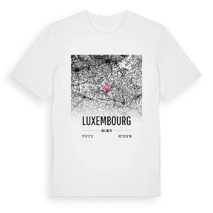 Luxembourg karta t-shirt – ekologisk bomull t-shirt från Pinshirt