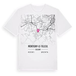 Montigny-le-Tilleul karta t-shirt – ekologisk bomull t-shirt från Pinshirt