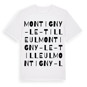 Montigny-le-Tilleul ordlek t-shirt – ekologisk bomull t-shirt från Pinshirt