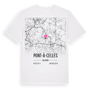 Pont-à-Celles karta t-shirt – ekologisk bomull t-shirt från Pinshirt
