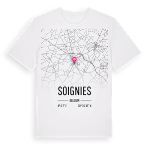 Soignies karta t-shirt – ekologisk bomull t-shirt från Pinshirt