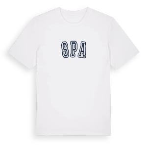 Spa college t-shirt – ekologisk bomull t-shirt från Pinshirt