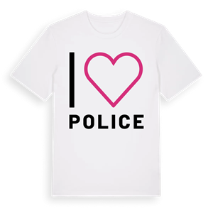 Jag älskar Police t-shirt stort tryck – ekologisk bomull t-shirt från Pinshirt