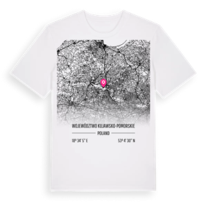województwo kujawsko-pomorskie karta t-shirt – ekologisk bomull t-shirt från Pinshirt
