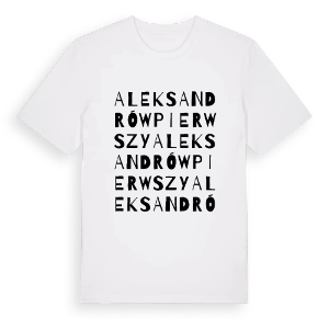 Aleksandrów Pierwszy ordlek t-shirt – ekologisk bomull t-shirt från Pinshirt