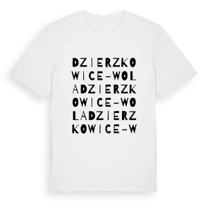Dzierzkowice-Wola ordlek t-shirt – ekologisk bomull t-shirt från Pinshirt