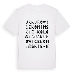 Jakubowice Konińskie-Kolonia ordlek t-shirt – ekologisk bomull t-shirt från Pinshirt