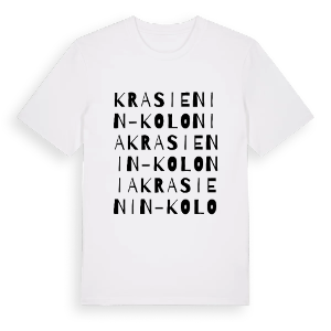 Krasienin-Kolonia ordlek t-shirt – ekologisk bomull t-shirt från Pinshirt
