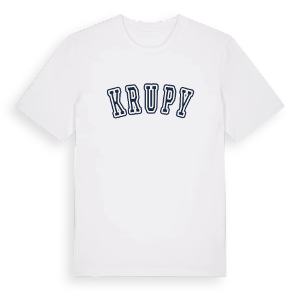 Krupy college t-shirt – ekologisk bomull t-shirt från Pinshirt