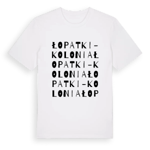 Łopatki-Kolonia ordlek t-shirt – ekologisk bomull t-shirt från Pinshirt