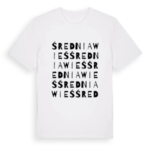 Średnia Wieś ordlek t-shirt – ekologisk bomull t-shirt från Pinshirt