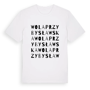Wola Przybysławska ordlek t-shirt – ekologisk bomull t-shirt från Pinshirt