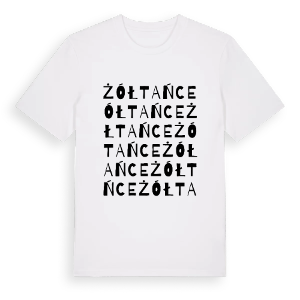 Żółtańce ordlek t-shirt – ekologisk bomull t-shirt från Pinshirt
