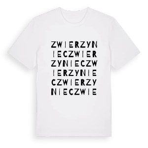 Zwierzyniec ordlek t-shirt – ekologisk bomull t-shirt från Pinshirt