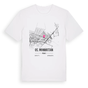 Os. Manhattan karta t-shirt – ekologisk bomull t-shirt från Pinshirt