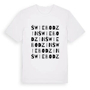 Świebodzin ordlek t-shirt – ekologisk bomull t-shirt från Pinshirt