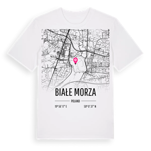 Białe Morza karta t-shirt – ekologisk bomull t-shirt från Pinshirt