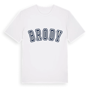 Brody college t-shirt – ekologisk bomull t-shirt från Pinshirt