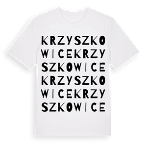 Krzyszkowice ordlek t-shirt – ekologisk bomull t-shirt från Pinshirt
