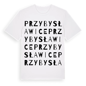 Przybysławice ordlek t-shirt – ekologisk bomull t-shirt från Pinshirt